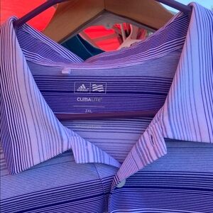 Adidas Men's blueand White Striped ClimaLite Shirt